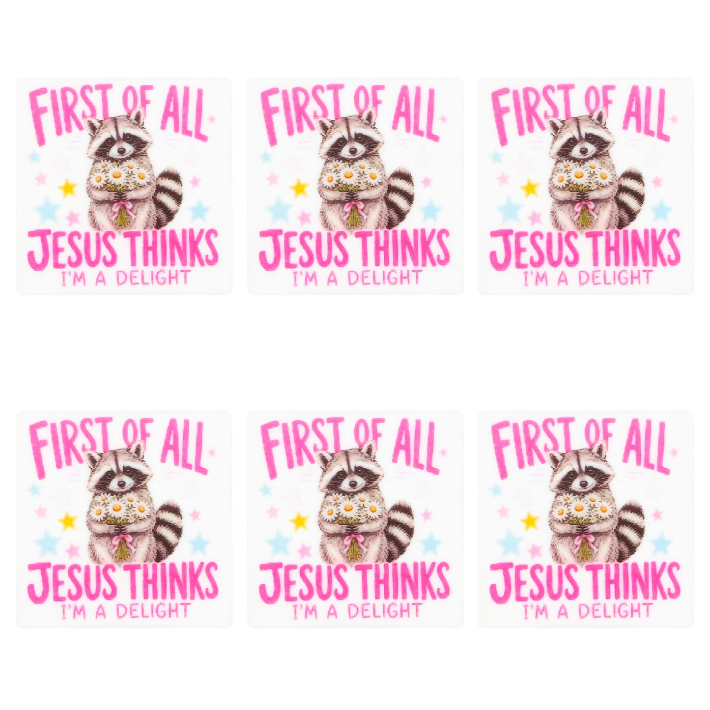 Raccoon Jesus Daisy Square Print Focal