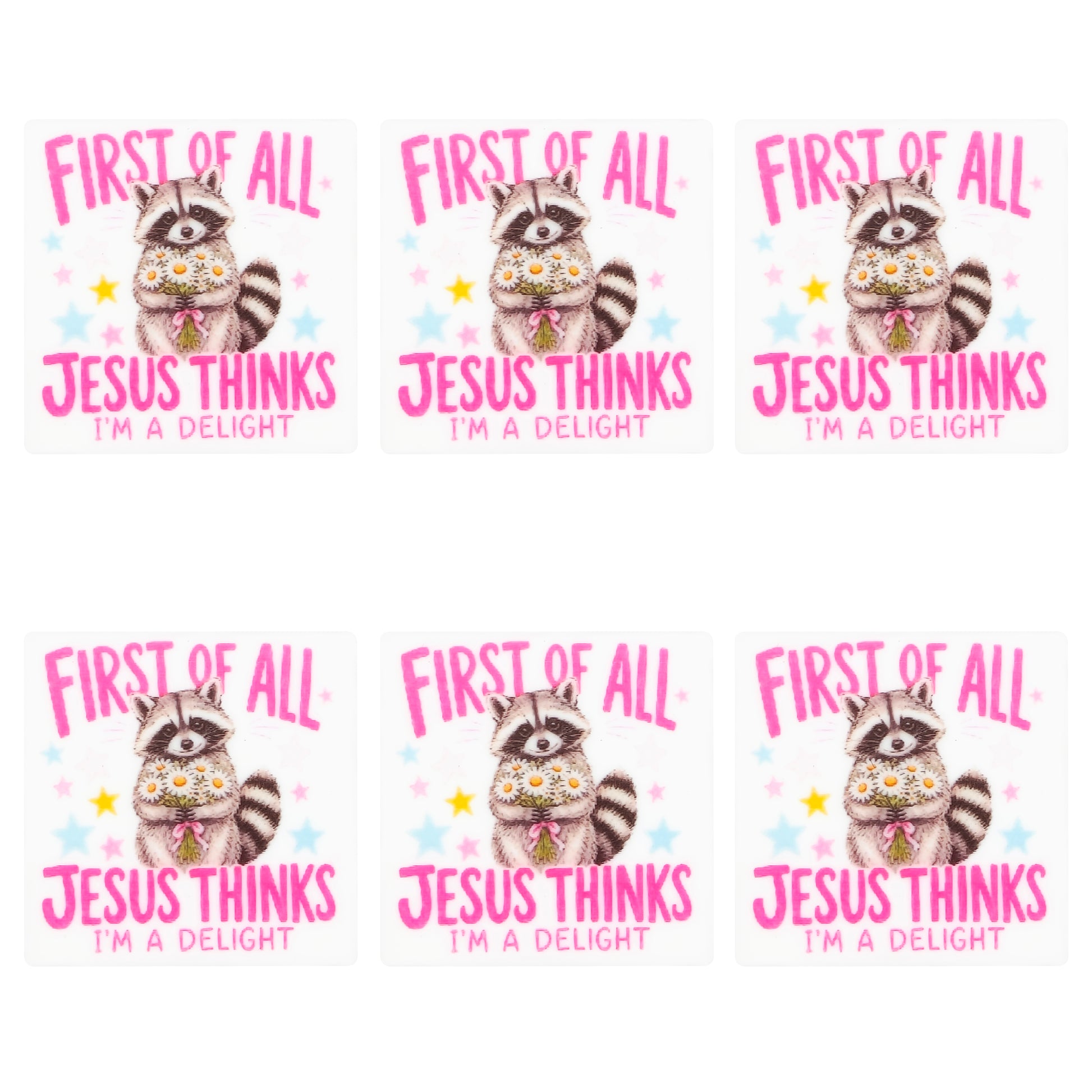 Raccoon Jesus Daisy Square Print Focal