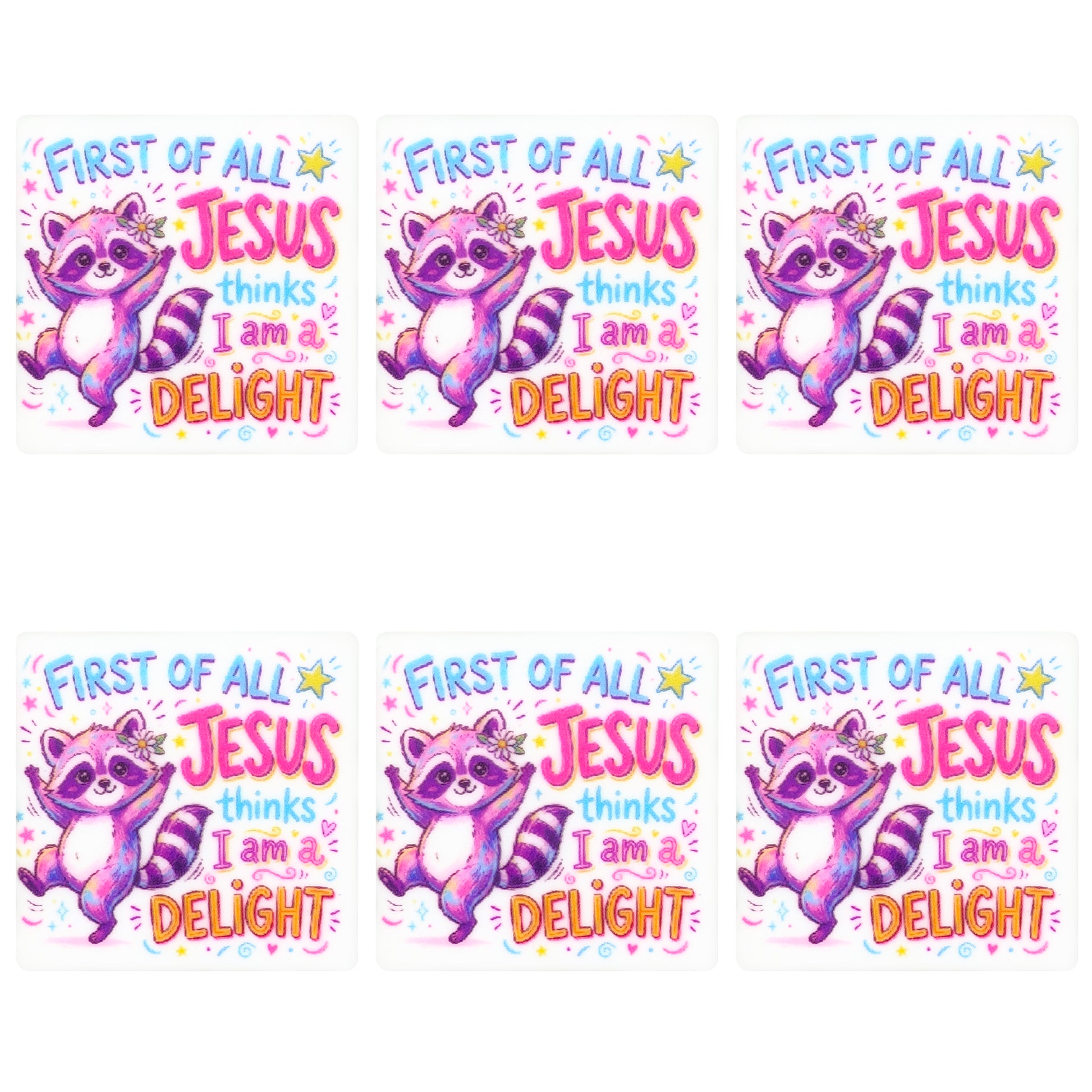 Raccoon Jesus Square Print Focal