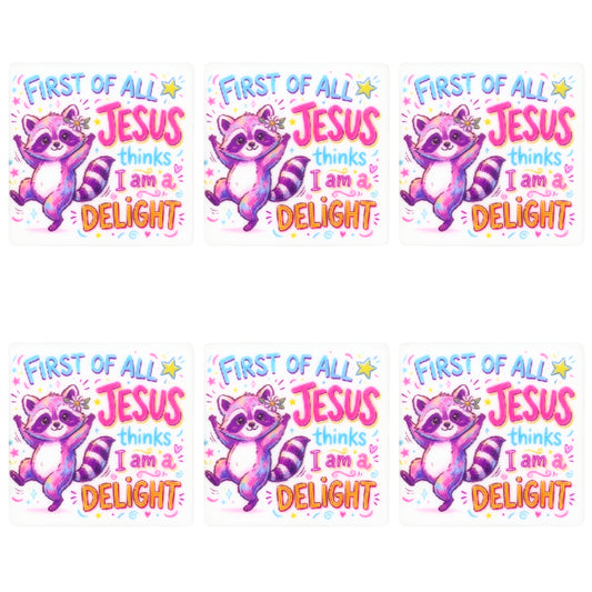 Raccoon Jesus Square Print Focal