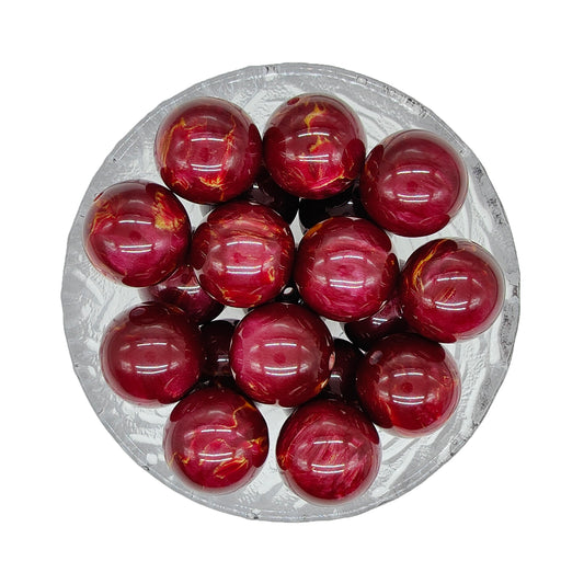 20mm Red Gold Swirl Chunky Bubblegum Acrylic Beads