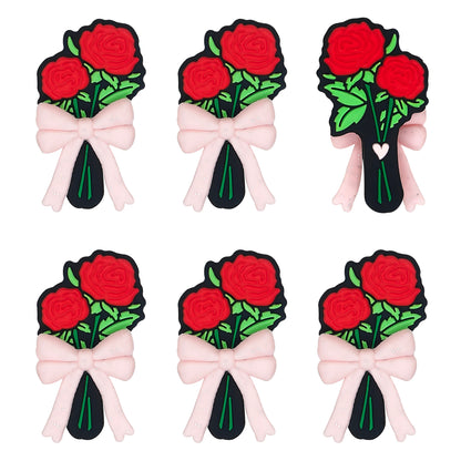 Red Rose Bouquet Bow Focal