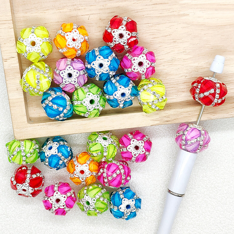 Sparkly Crystal Acrylic Beads,Rhinestone Fancy Beads