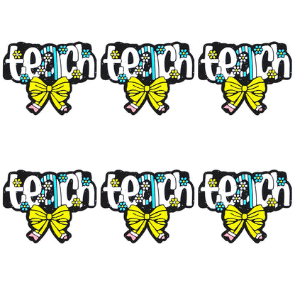 Teach Pencil Bow Glitter Focal