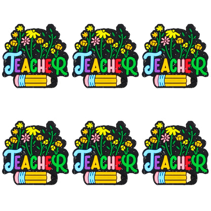 Teacher Floral Glitter Focal
