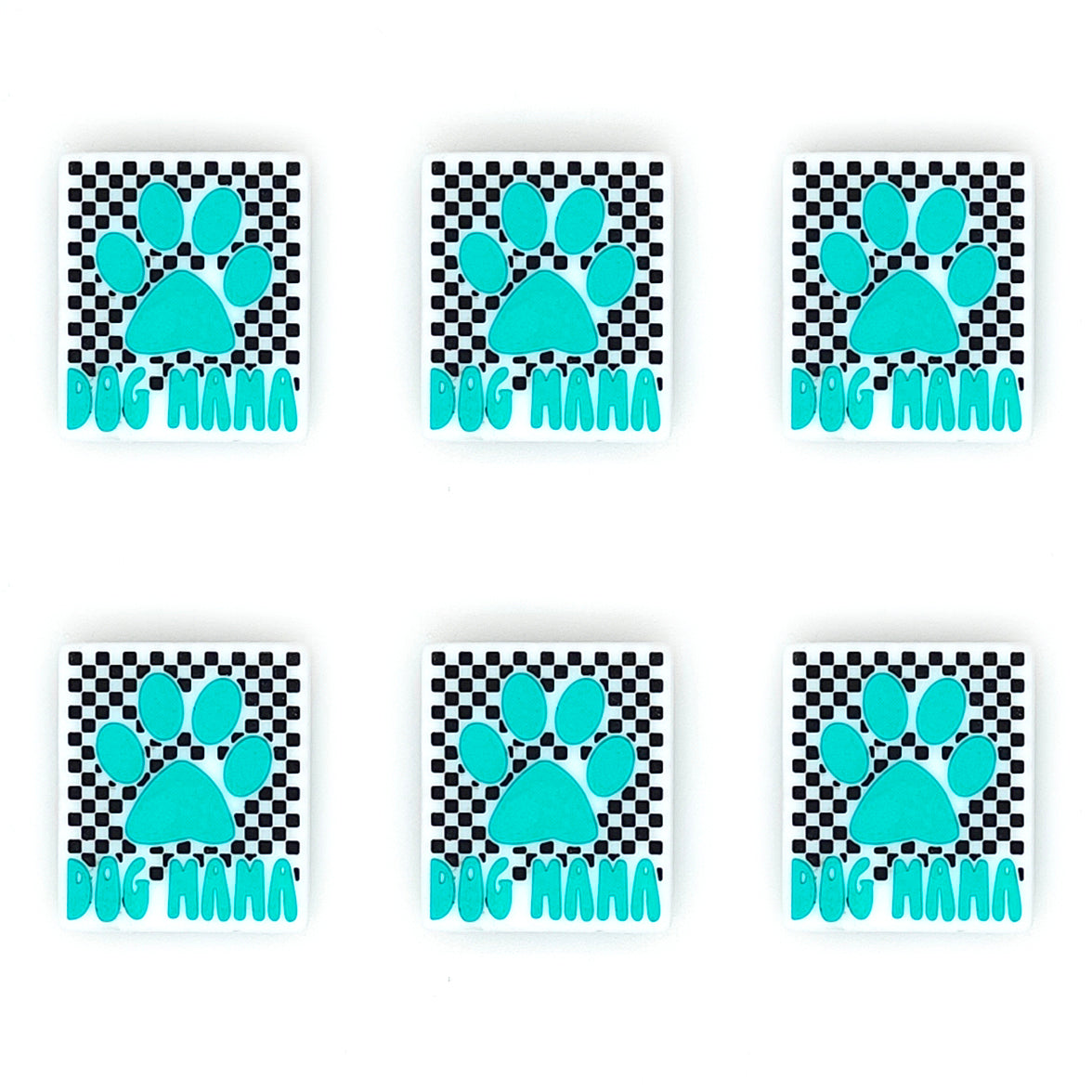 Turquoise Dog Mom Paw Focal Beads
