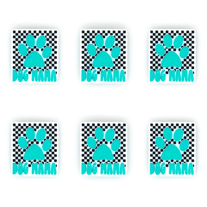 Turquoise Dog Mom Paw Focal Beads
