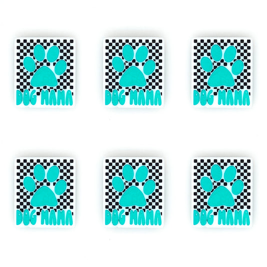 Turquoise Dog Mom Paw Focal Beads