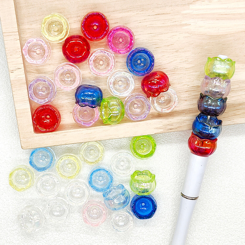 UV Clear Hollowed Flower Acrylic Beads,Bead Cap