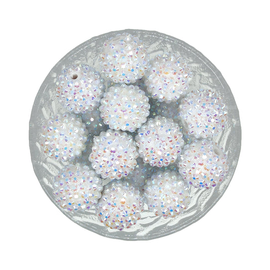 20mm White AB Rhinestone Bubblegum Acrylic Beads