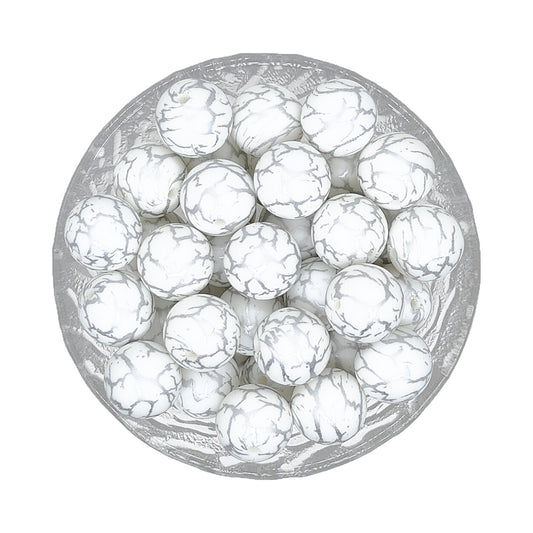 15mm Crack Print Round Silicone Beads
