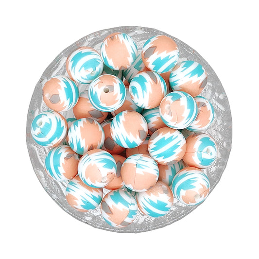 15mm Western Aztec Print Round Silicone Beads