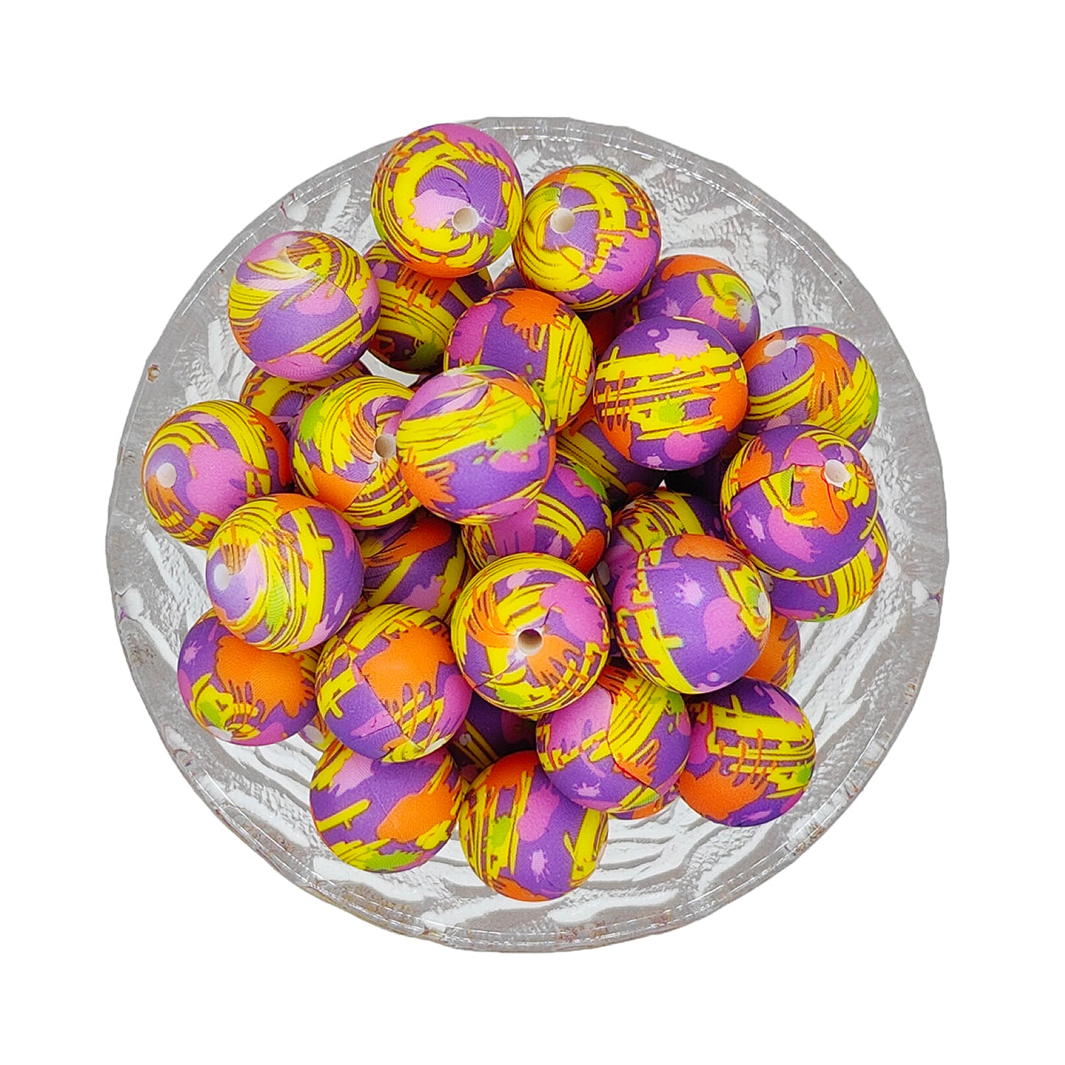 15mm Paint Splatter 1# Print Round Silicone Beads