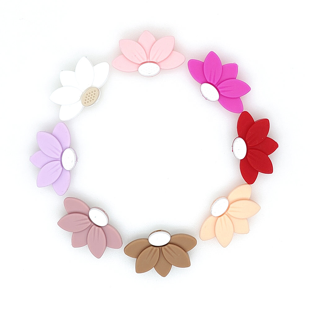 Half Daisy Flower Focal Beads Mix Color