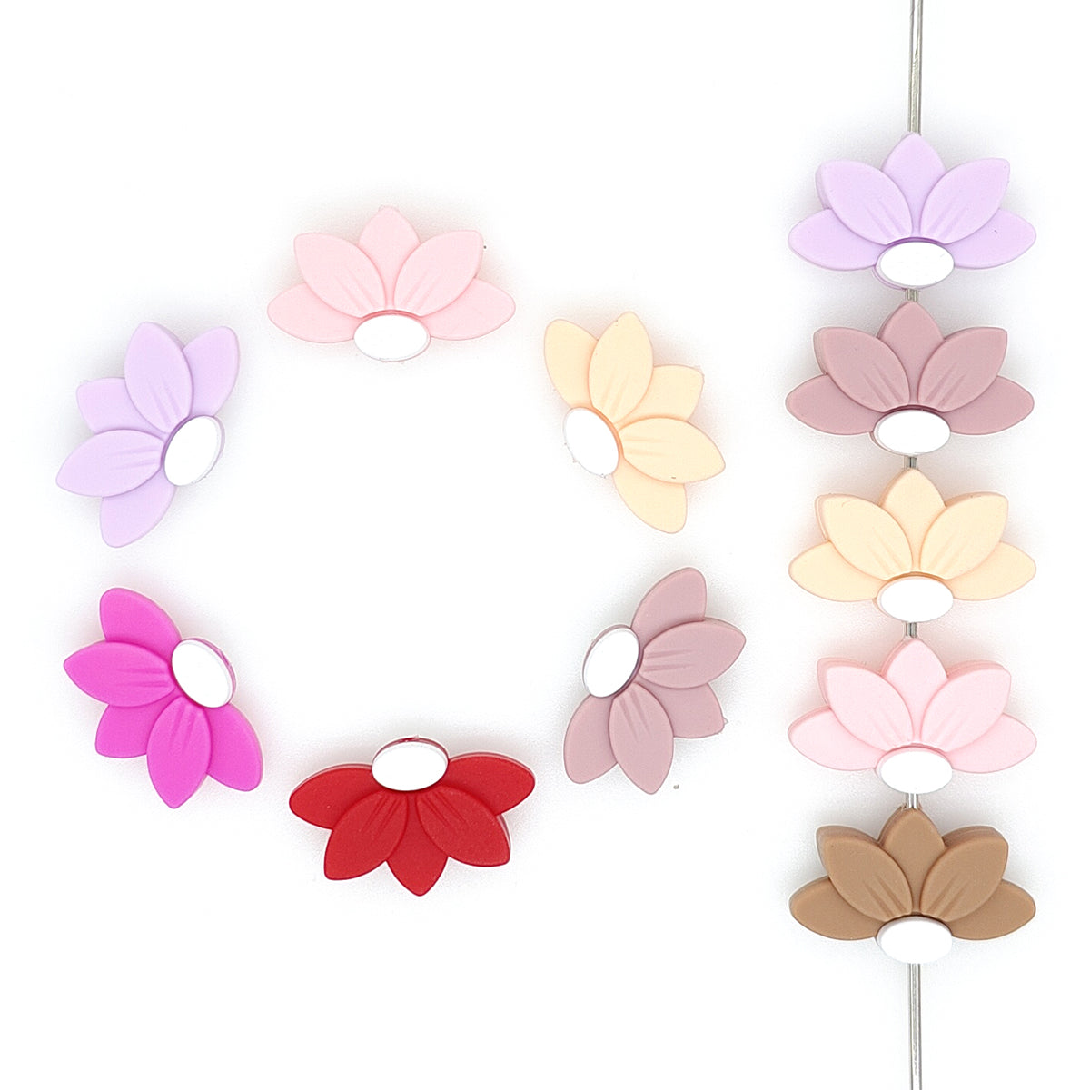 Half Daisy Flower Focal Beads Mix Color