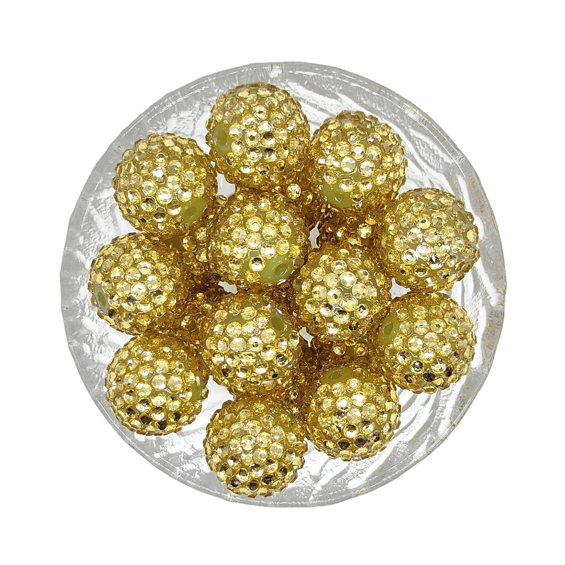 20mm Champagne Rhinestone Bubblegum Acrylic Beads
