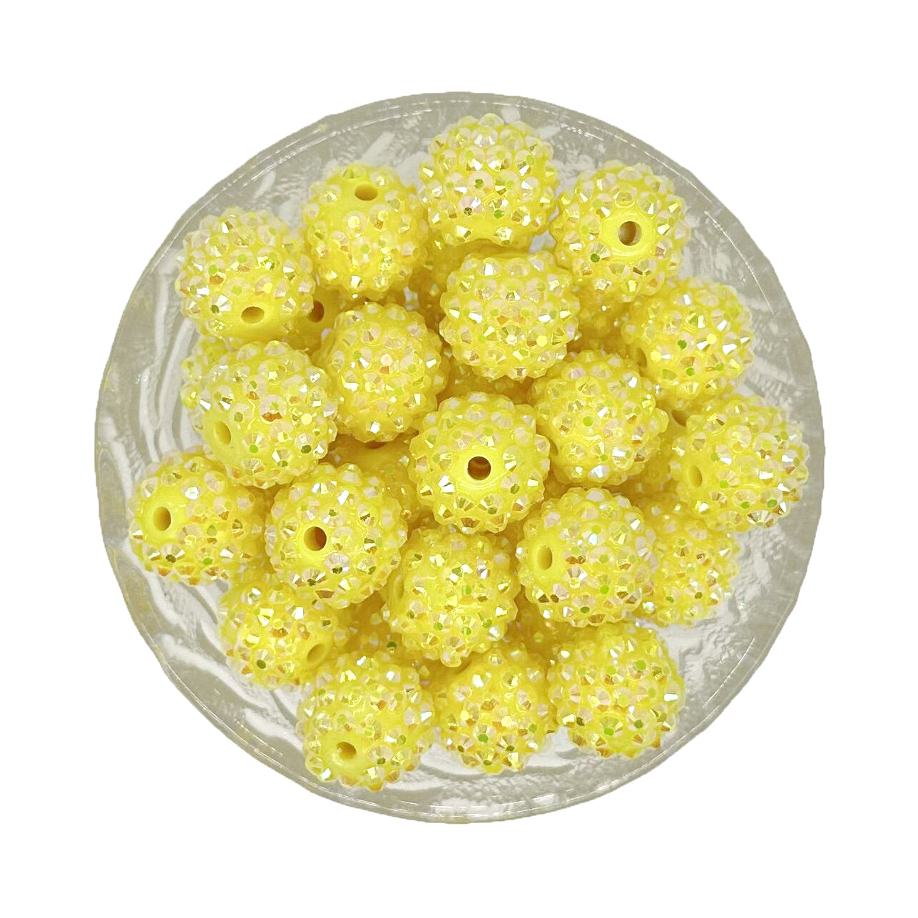 16/20mm Lemon Yellow Rhinestone Bubblegum Acrylic Beads