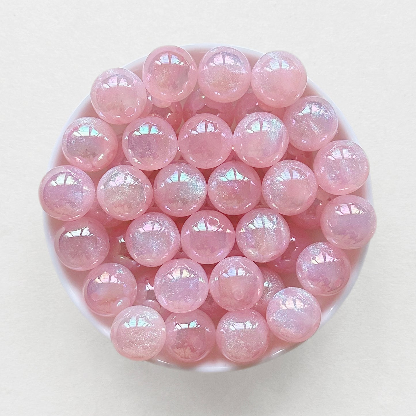 16mm Round Bubblegum Glitter Acrylic Beads