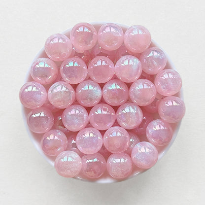16mm Round Bubblegum Glitter Acrylic Beads