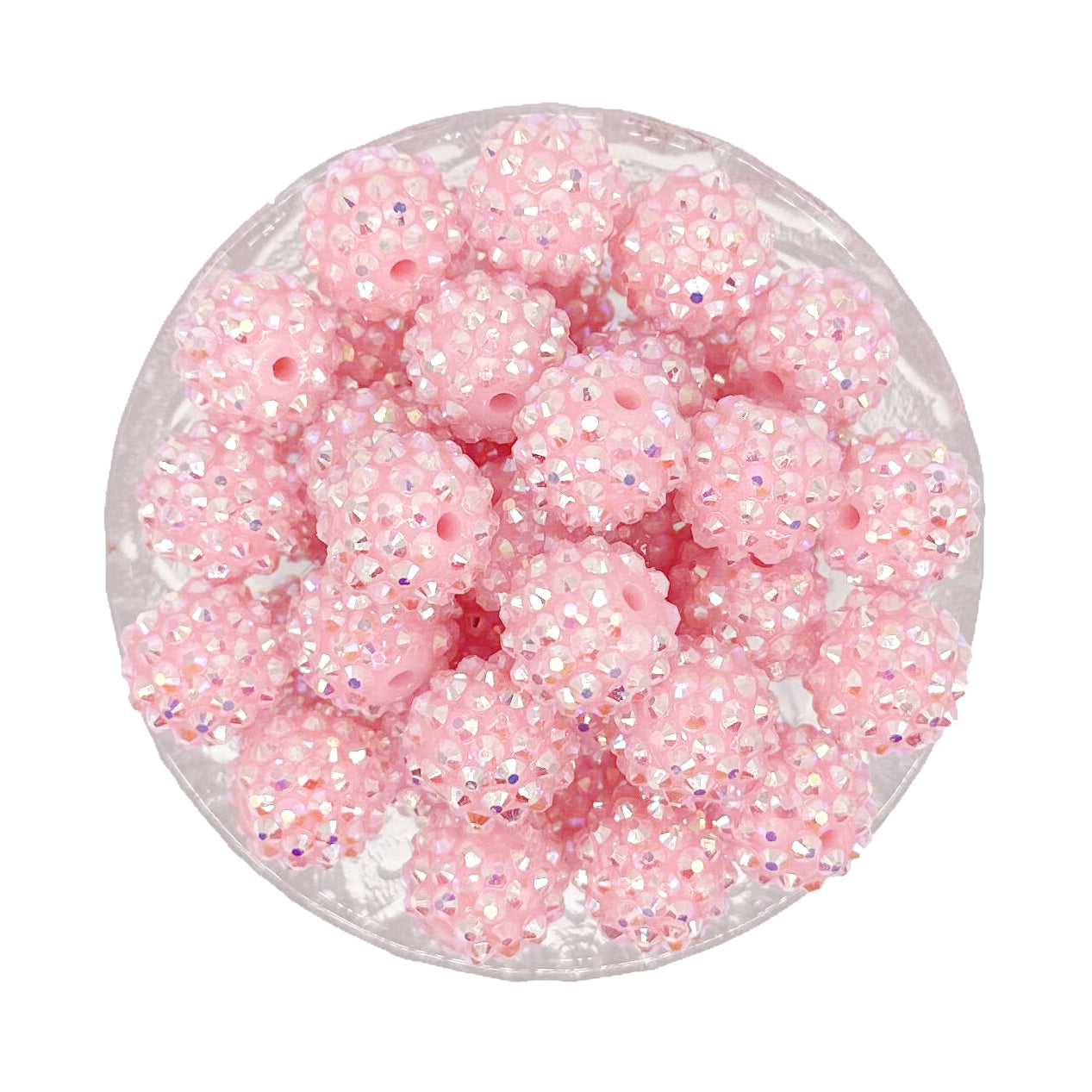 16/20mm Light Rose Rhinestone Bubblegum Acrylic Beads