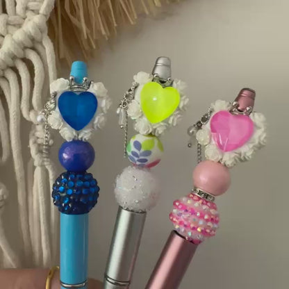 Fluorescent Heart Gem Floral Beads, Fancy Polymer Clay Beads