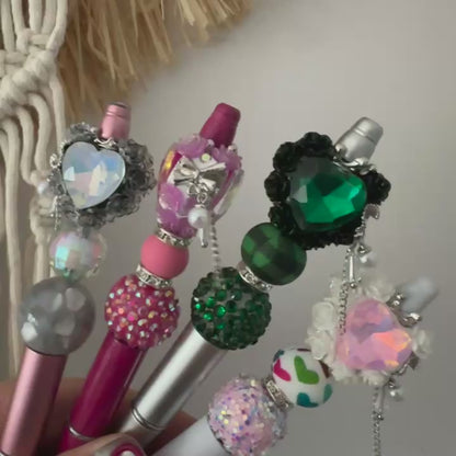 Fancy Flower Heart Gem Beads,Sparkling Polymer Clay Dangly Bead