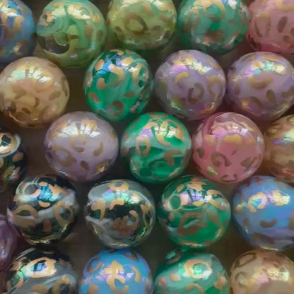 Assorted Leopard Resin Beads,16mm Leopard Acrylic Beads
