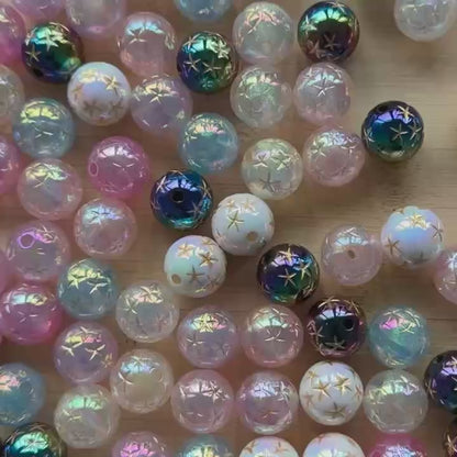 16mm Starfish Carved Acrylic Bubblegum Beads