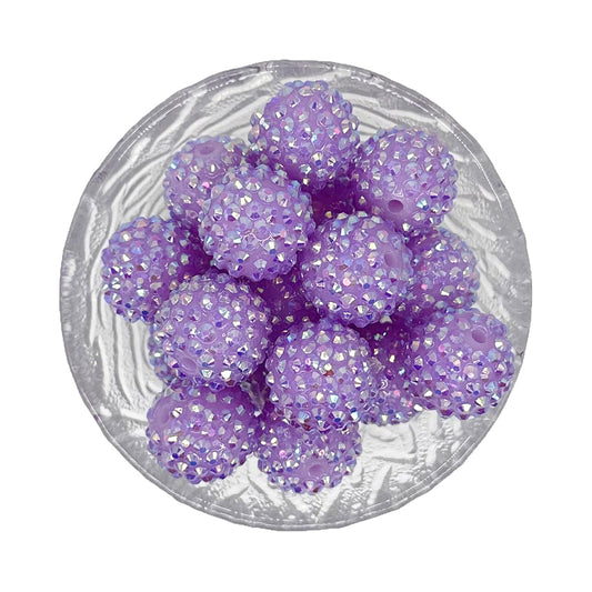 20mm Sweet Purple Rhinestone Bubblegum Acrylic Beads