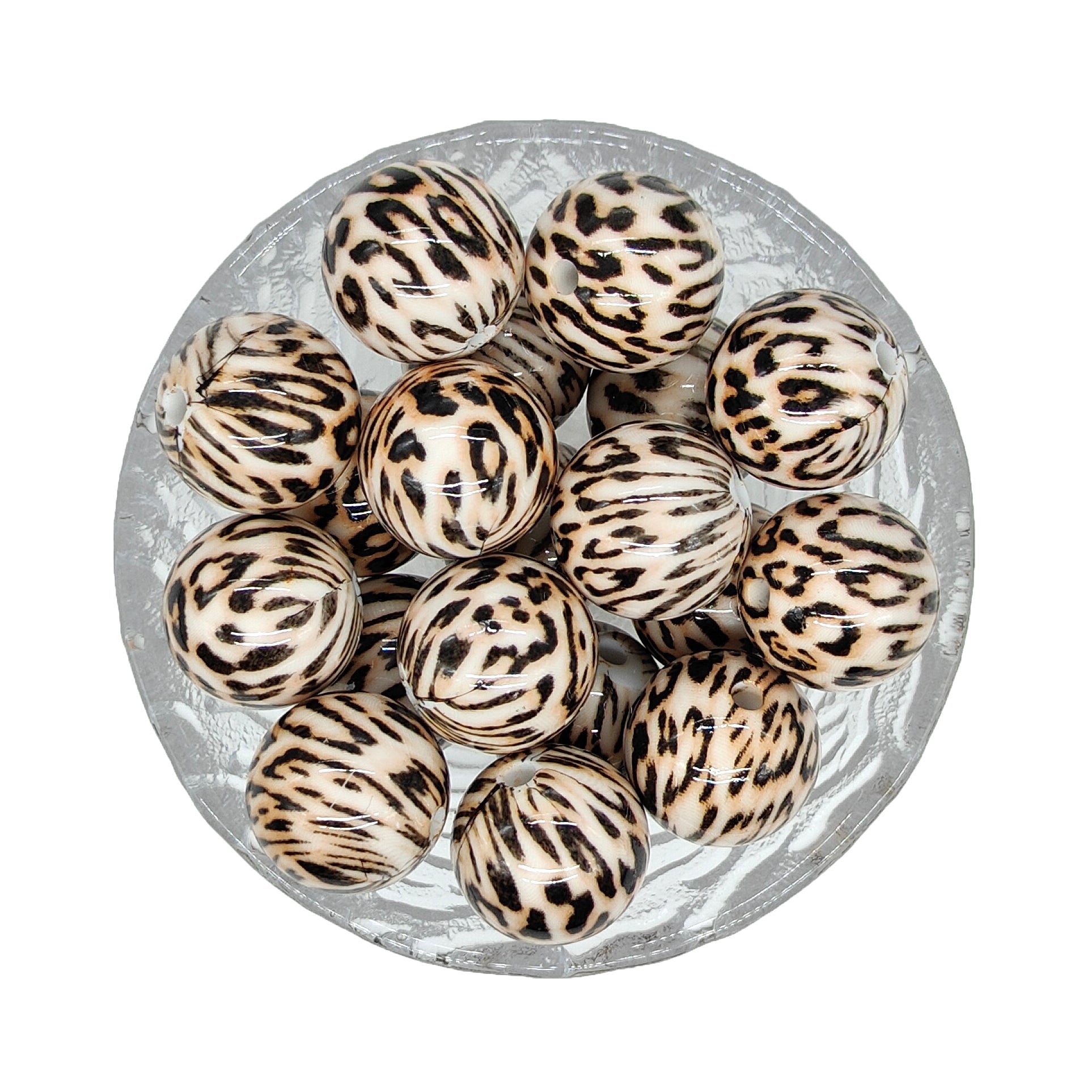 20mm Yellow Leopard Animal Print Chunky Bubblegum Acrylic Beads