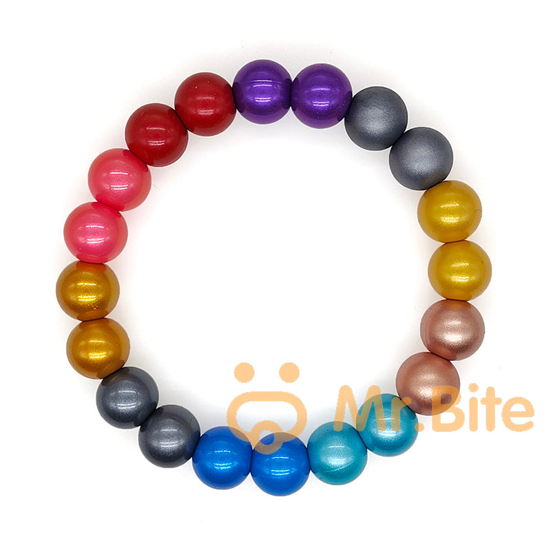 15mm Round Metallic Silicone Bead