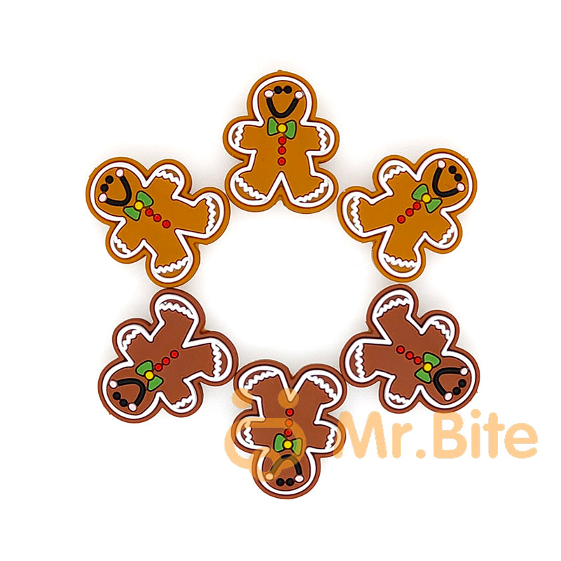 New Gingerbread Man Silicone Beads 24*28mm