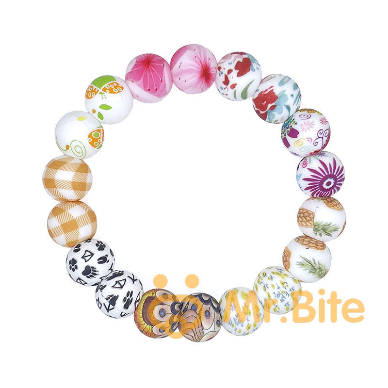 15mm New Print Silicone Beads - Round