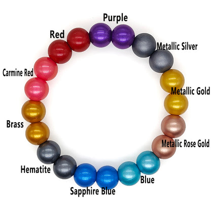 15mm Round Metallic Silicone Bead