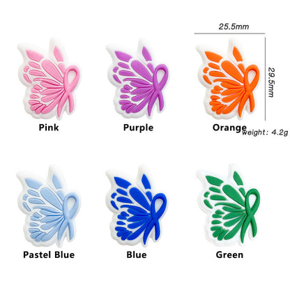 5-50Pcs Butterfly Ribbon Breast Cancer Awareness Focal