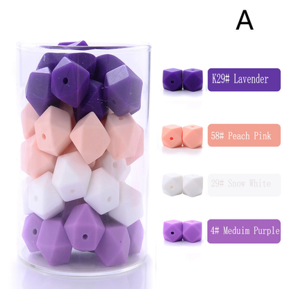 14/17mm Mix Colors Hexagon Silicone Beads