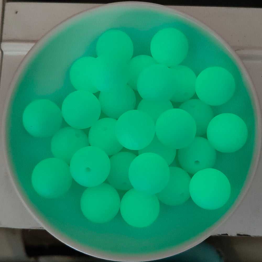 12/15mm Green Luminous Silicone Beads - Round - #100