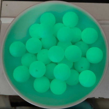 12/15mm Green Luminous Silicone Beads - Round - #100