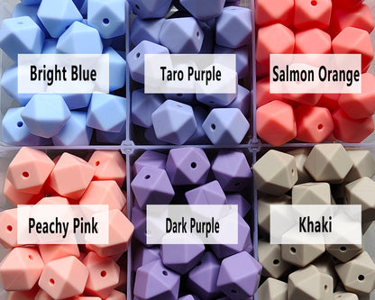 14/17mm Hexagon Silicone Beads #99 - #119