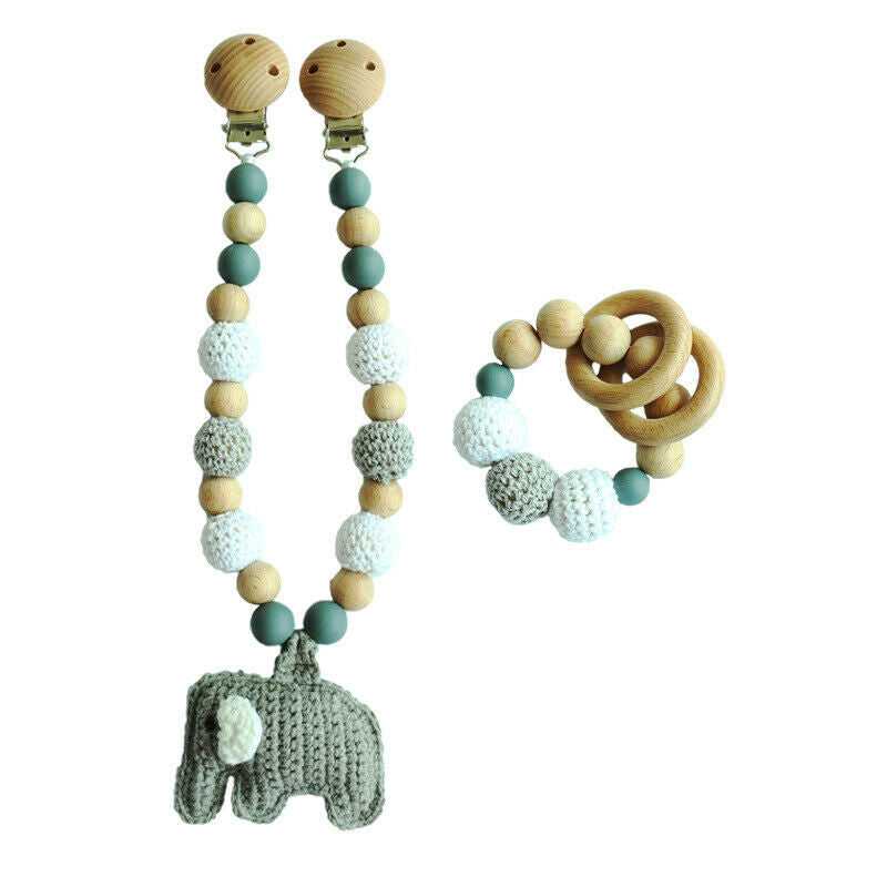 Crochet Elephant Pram Garland Rattle Set - Grey
