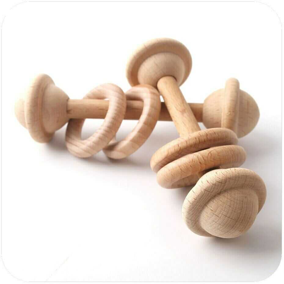 Natural Beech Wood Ring Toy Rattle