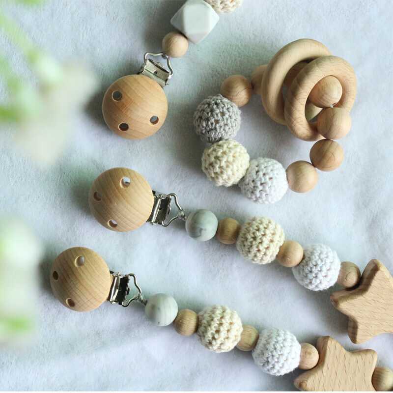 Star Teether Pram Garland Pacifier Clip Bracelet Set