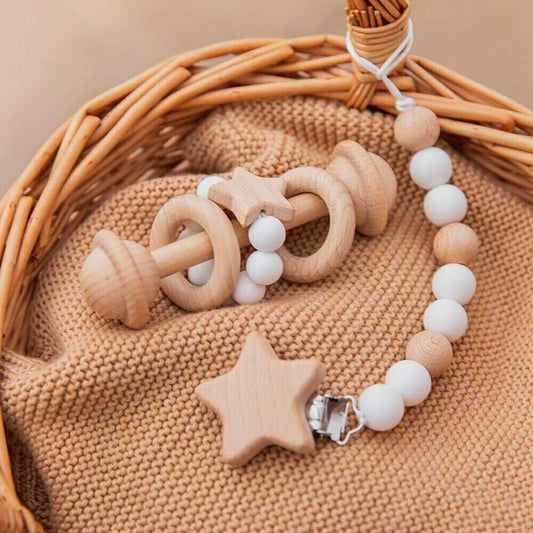 Baby Teether Toy Set Rattle Pacifier Chain Clip