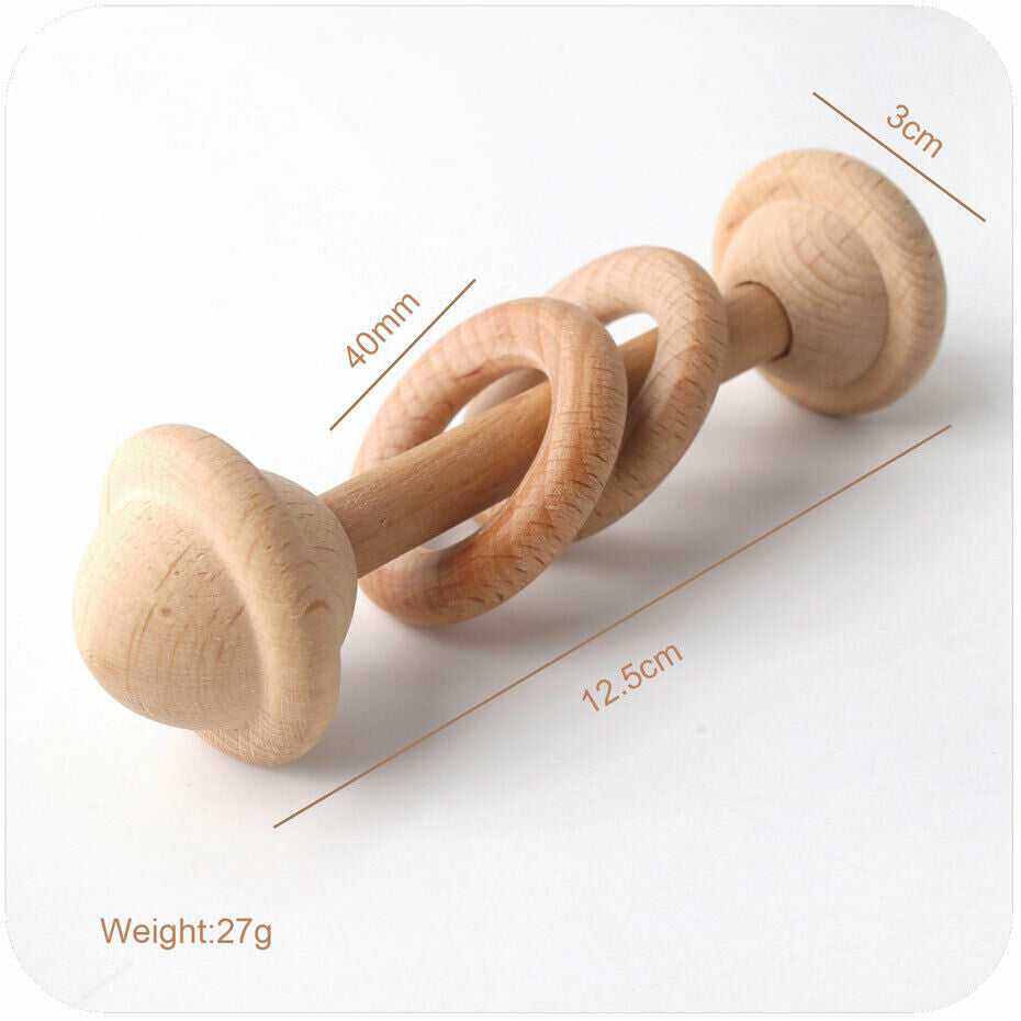 Natural Beech Wood Ring Toy Rattle