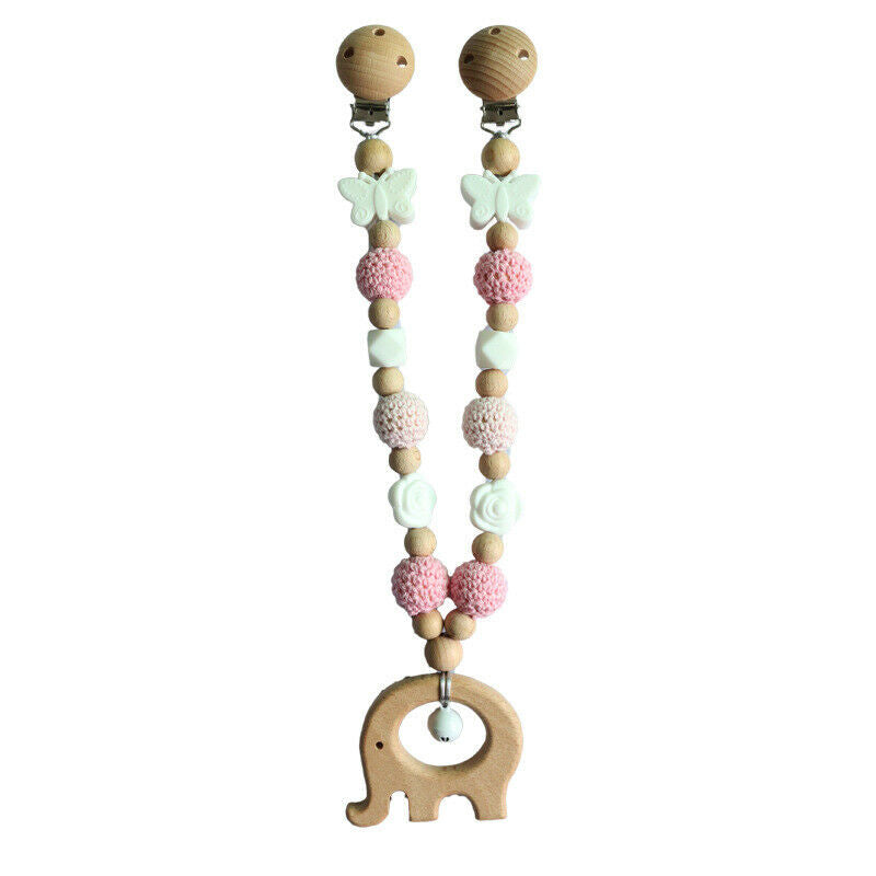 Elephant Star Teether Pram Garland Pacifier Clip Bracelet Set