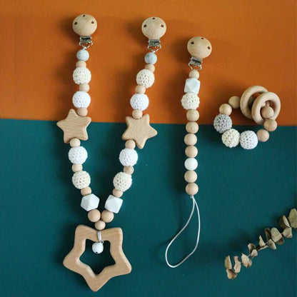 Star Teether Pram Garland Pacifier Clip Bracelet Set