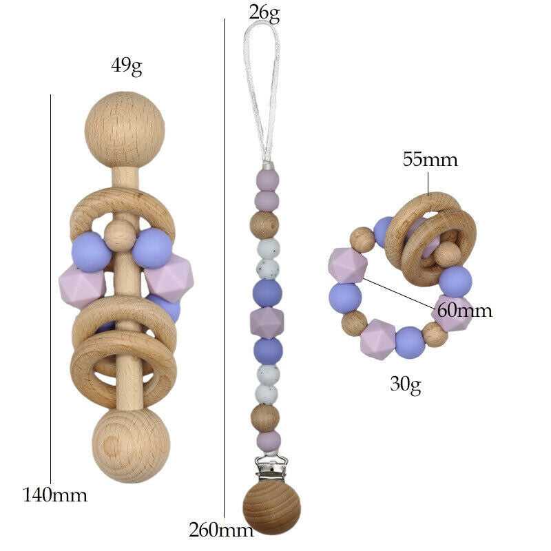 Dummy Pacifier Clip Baby Teething Bracelet Set