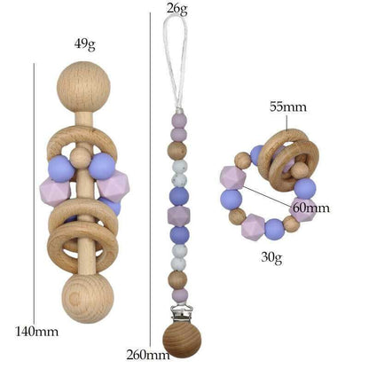 Dummy Pacifier Clip Baby Teething Bracelet Set