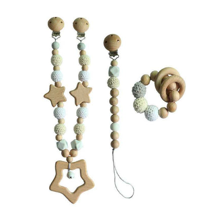 Star Teether Pram Garland Pacifier Clip Bracelet Set