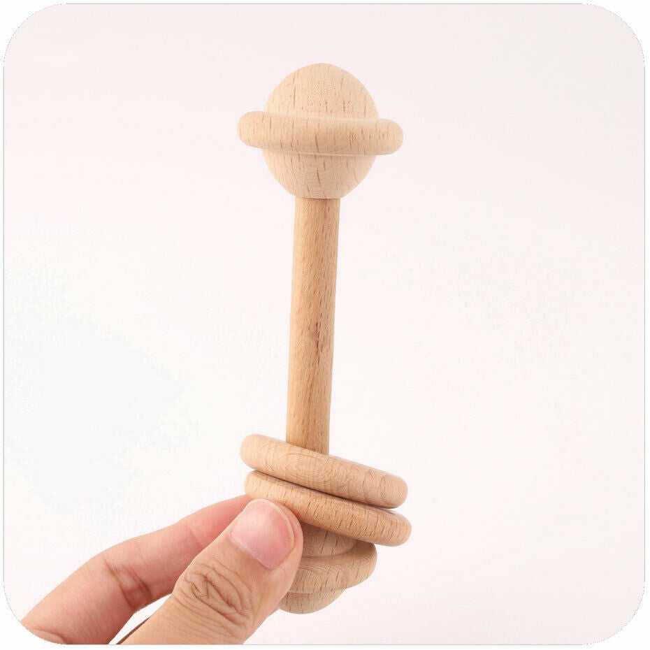 Natural Beech Wood Ring Toy Rattle